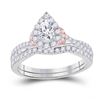 1 CTW Pear Diamond Bridal Wedding Ring 14kt Two-tone Gold - REF-136F4W