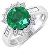 Natural 3.18 CTW Zambian Emerald & Diamond Ring 14K White Gold - REF-157M7T