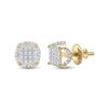 Image 1 : 1/5 CTW Mens Round Diamond Circle Cluster Earrings 10kt Yellow Gold - REF-17A6M