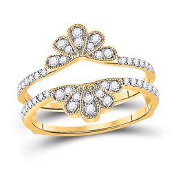 3/8 CTW Womens Round Diamond Wedding Wrap Ring 14kt Yellow Gold - REF-51F2W