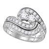 1/2 CTW Round Diamond 2-Stone Bridal Wedding Ring 10kt White Gold - REF-44T2V