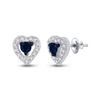 1/5 CTW Womens Round Blue Color Enhanced Diamond Heart Earrings 10kt White Gold - REF-15X2T