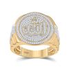 3/4 CTW Mens Round Diamond Allah Islam Circle Ring 10kt Yellow Gold - REF-80N5A