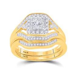1/2 CTW Princess Diamond Bridal Wedding Ring 14kt Yellow Gold - REF-105T7V