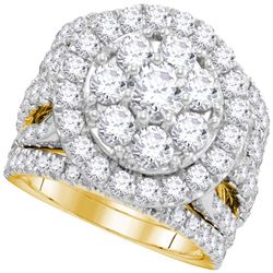 4 CTW Round Diamond Halo Bridal Wedding Ring 14kt Yellow Gold - REF-453T3V