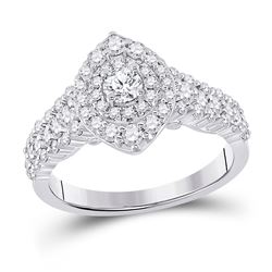 1 & 1/5 CTW Round Diamond Halo Bridal Wedding Engagement Ring 14kt White Gold - REF-122X6T