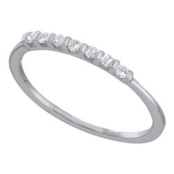 1/10 CTW Womens Round Diamond Single Row Band Ring 14kt White Gold - REF-13F5W