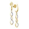 1/8 CTW Womens Round Diamond Infinity Dangle Earrings 10kt Yellow Gold - REF-19X2T