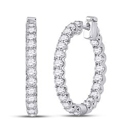 3 CTW Womens Round Diamond Hoop Earrings 14kt White Gold - REF-252T3V