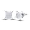 1/3 CTW Womens Princess Diamond Square Kite Stud Earrings 14kt White Gold - REF-20X5T