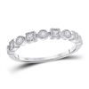 1/8 CTW Womens Round Diamond Square Dot Stackable Band Ring 10kt White Gold - REF-17F6W