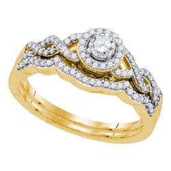 3/8 CTW Round Diamond Bridal Wedding Ring 10kt Yellow Gold - REF-47R6X