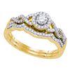 3/8 CTW Round Diamond Bridal Wedding Ring 10kt Yellow Gold - REF-47R6X