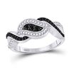 1/4 CTW Womens Round Black Color Enhanced Diamond Band Ring 10kt White Gold - REF-20X5T