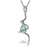 Genuine 2.28 ctw Blue Topaz & Diamond Necklace 14KT White Gold - REF-49T3A