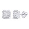 3/8 CTW Womens Baguette Diamond Fashion Cushion Cluster Earrings 14kt White Gold - REF-47V6Y