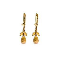 Genuine 3.4 ctw Citrine Earrings 14KT Yellow Gold - REF-26R6P