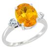 Image 1 : 2.60 CTW Citrine & Diamond Ring 14K White Gold - REF-68V6R