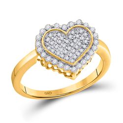 1/4 CTW Womens Round Diamond Heart Ring 10kt Yellow Gold - REF-32A7M