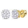 1/5 CTW Womens Round Diamond Cluster Earrings 10kt Yellow Gold - REF-16H4R