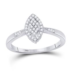 1/8 CTW Womens Round Diamond Oval Cluster Ring 10kt White Gold - REF-15H2R