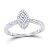 1/8 CTW Womens Round Diamond Oval Cluster Ring 10kt White Gold - REF-15H2R