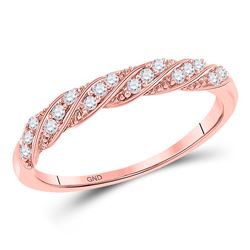 1/8 CTW Womens Round Diamond Stackable Band Ring 10kt Rose Gold - REF-21A2M