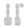 1 & 1/2 CTW Womens Baguette Diamond Dangle Earrings 14kt White Gold - REF-163W5H