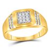 Image 1 : 1/4 CTW Mens Round Diamond Square Cluster Ring 10kt Yellow Gold - REF-28N2A