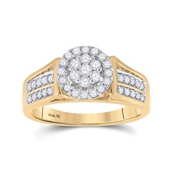 1/2 CTW Womens Round Diamond Flower Cluster Ring 14kt Yellow Gold - REF-71W6H