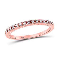 1/12 CTW Womens Round Red Color Enhanced Diamond Slender Band Ring 10kt Rose Gold - REF-15M5F