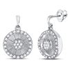 1/4 CTW Womens Round Diamond Circle Dangle Earrings 10kt White Gold - REF-38A2M