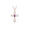 Genuine 0.57 ctw Amethyst & Diamond Necklace 14KT Rose Gold - REF-40P8H