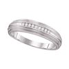 1/10 CTW Mens Round Diamond Ridged Edges Wedding Anniversary Band Ring 10kt White Gold - REF-23A9M