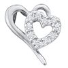 1/10 CTW Womens Round Diamond Small Dainty Heart Pendant 10kt White Gold - REF-10R9X
