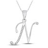 1/20 CTW Womens Round Diamond N Initial Letter Pendant 10kt White Gold - REF-10T3V
