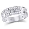 1/2 CTW Mens Round Diamond Double Row Zigzag Wedding Band Ring 14kt White Gold - REF-81X7T