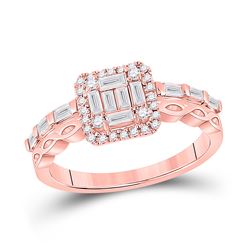 5/8 CTW Womens Baguette Diamond Square Cluster Ring 14kt Rose Gold - REF-88V5Y