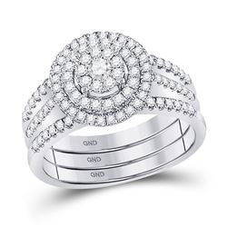 3/4 CTW Round Diamond Bridal Wedding Ring 14kt White Gold - REF-102X3T