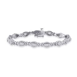 2 CTW Womens Baguette Diamond Fashion Bracelet 14kt White Gold - REF-259R3X