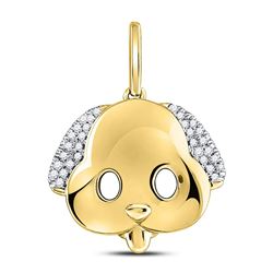 1/12 CTW Womens Round Diamond Puppy Dog Emoji Animal Pendant 10kt Yellow Gold - REF-13Y5N