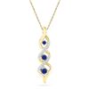 Image 1 : 1/3 CTW Womens Round Lab-Created Blue Sapphire Cascading 3-stone Pendant 10kt Yellow Gold - REF-15T2