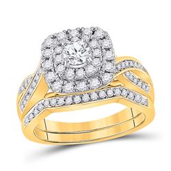 1 CTW Round Diamond Bridal Wedding Ring 14kt Yellow Gold - REF-156R7X