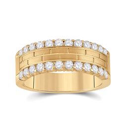 1 CTW Mens Round Diamond Wedding Brick Band Ring 10kt Yellow Gold - REF-109W2H