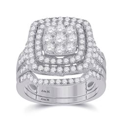 1 & 1/2 CTW Round Diamond Bridal Wedding Ring 14kt White Gold - REF-150X2T