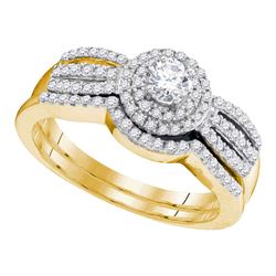 1/2 CTW Round Diamond Bridal Wedding Ring 10kt Yellow Gold - REF-51N2A