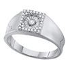 Image 1 : 1/4 CTW Mens Round Diamond Square Cluster Ring 14kt White Gold - REF-49V6Y
