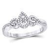 Image 1 : 1/10 CTW Womens Round Diamond Teardrop Curl Cluster Ring 10kt White Gold - REF-20N5A