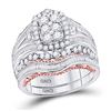 Image 1 : 2 CTW Round Diamond Bridal Wedding Ring 14kt Two-tone Gold - REF-160A3M