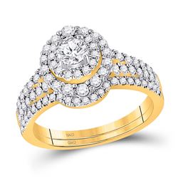 1 CTW Round Diamond Bridal Wedding Ring 14kt Yellow Gold - REF-126M2F